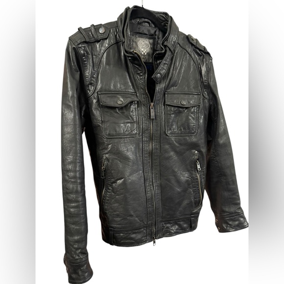 Vince Camuto Mens Motorcycle Jacket Leather - Picture 3 of 13